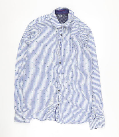 Ted Baker Men's Blue Striped Button-Up Shirt M