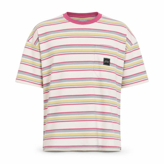 Front view of boohooMAN Men's Multicoloured Striped T-Shirt M