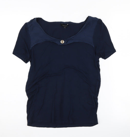 Jaeger Women's Blue T-Shirt S Scoop Neck Button Casual