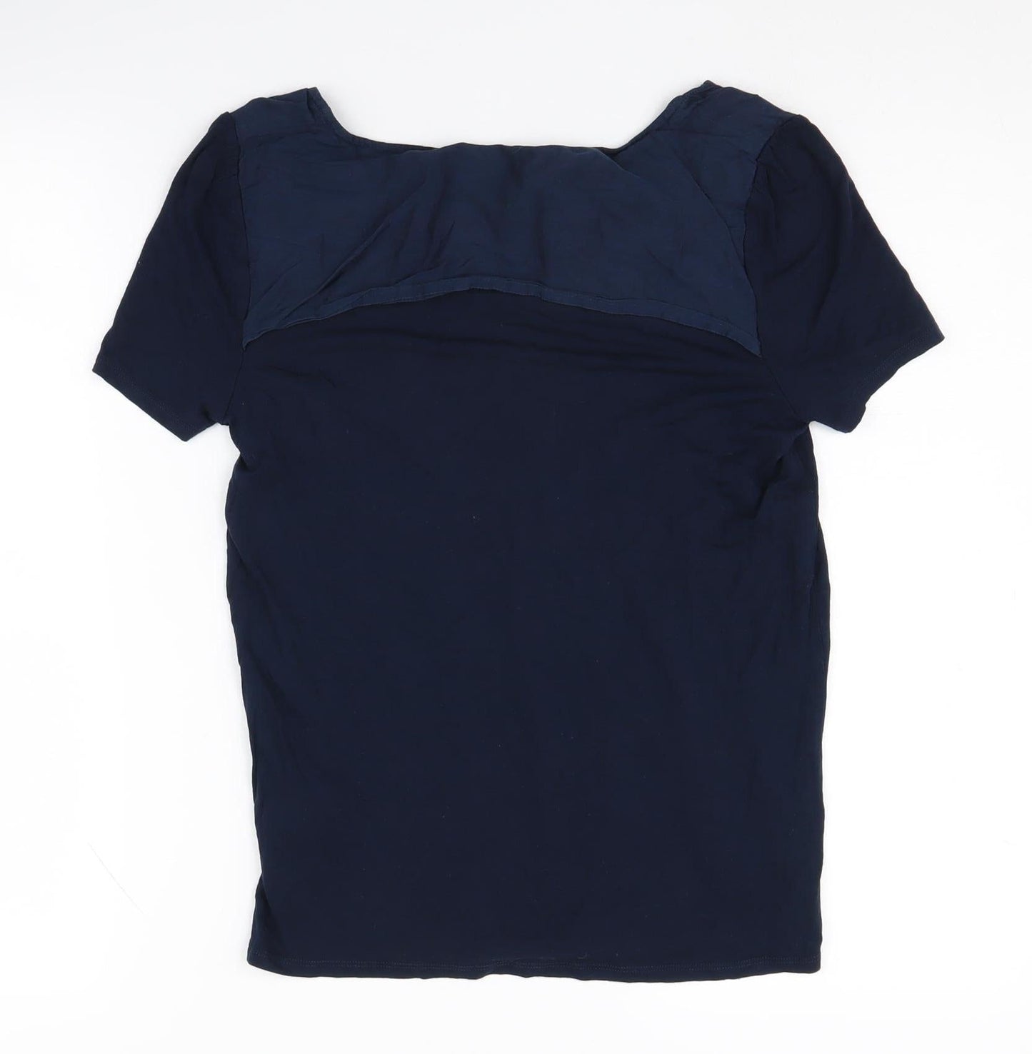 Jaeger Women's Blue T-Shirt S Scoop Neck Button Casual