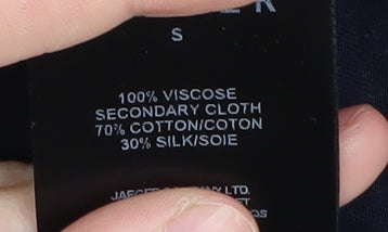 Jaeger Women's Blue T-Shirt S Scoop Neck Button Casual