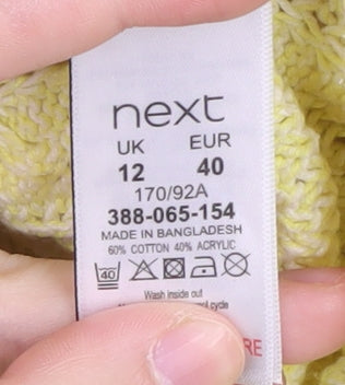 Womens UK Size 12 NEXT Yellow Pullover Jumper