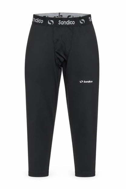Front view of Sondico unisex kids black compression trousers 11-12 years