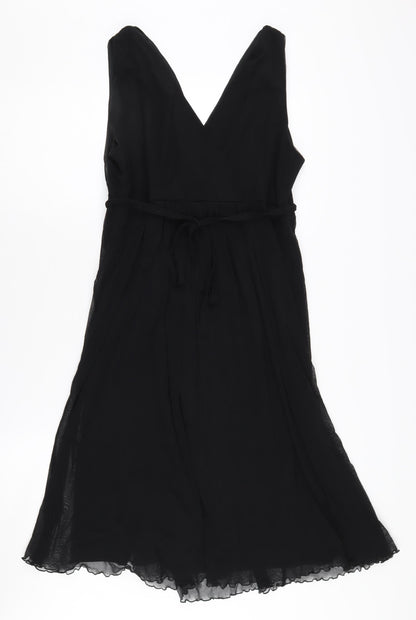 Wallis Women's Black Sleeveless V-Neck Dress - Size 14