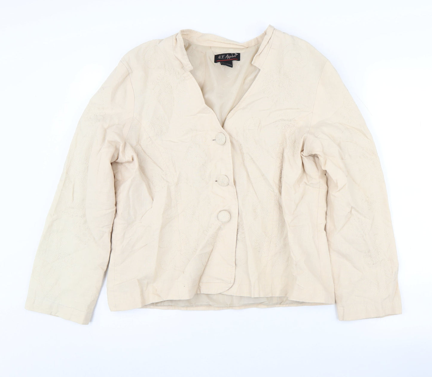 N.Y. Apparel Beige Linen Blazer Women's XL