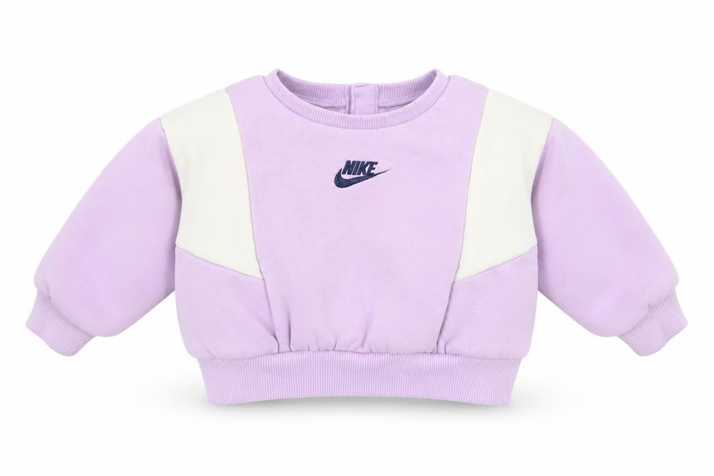 Front view of Nike unisex baby purple jumper 0-3 months