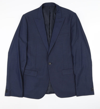 Mens UK Size 40 Moss London Regular Blue Suit Jacket
