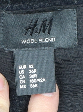 H&M Men's Black Plaid Wool-Blend Trousers L