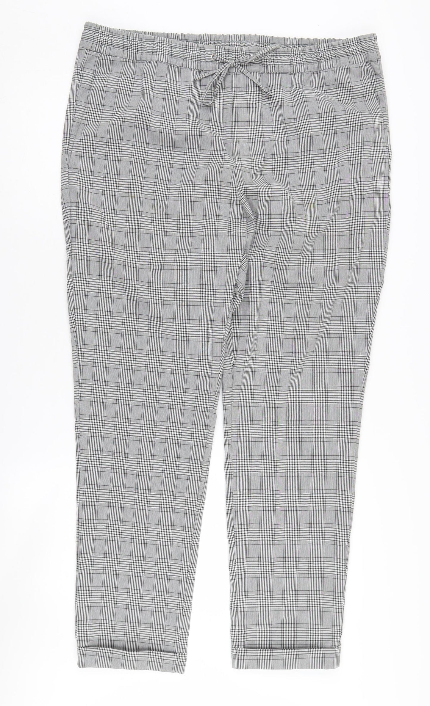 H&M Men's Grey Check Trousers - Size L, Casual Wear