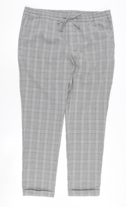 H&M Men's Grey Check Trousers - Size L, Casual Wear