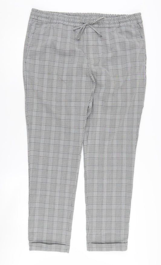 H&M Men's Grey Check Trousers - Size L, Casual Wear