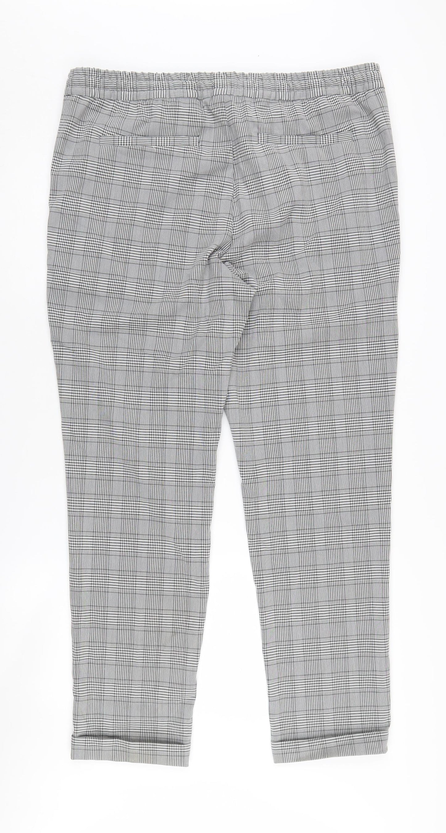 H&M Men's Grey Check Trousers - Size L, Casual Wear