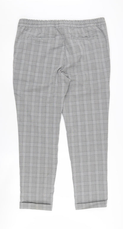 H&M Men's Grey Check Trousers - Size L, Casual Wear