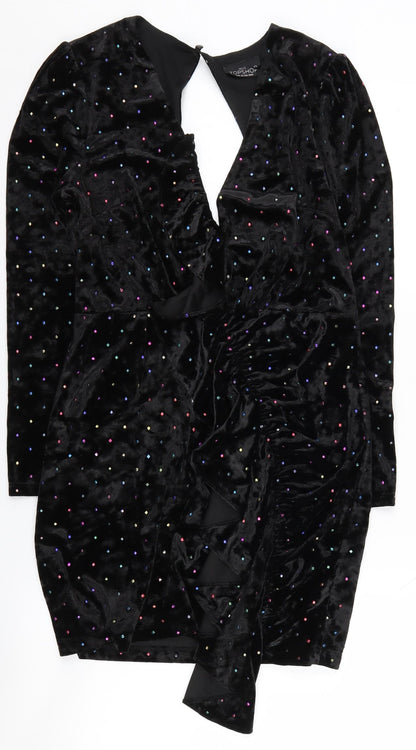 Topshop Petite Black Bodycon Dress, Size 10, Party Ready