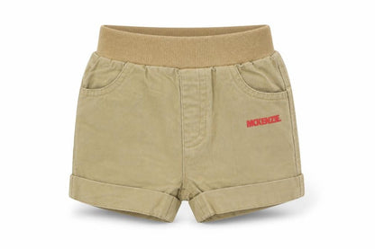 Front view of McKenzie unisex beige baby shorts 0-3 months