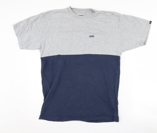 Vans Men's Grey Blue Colourblock Medium T-Shirt