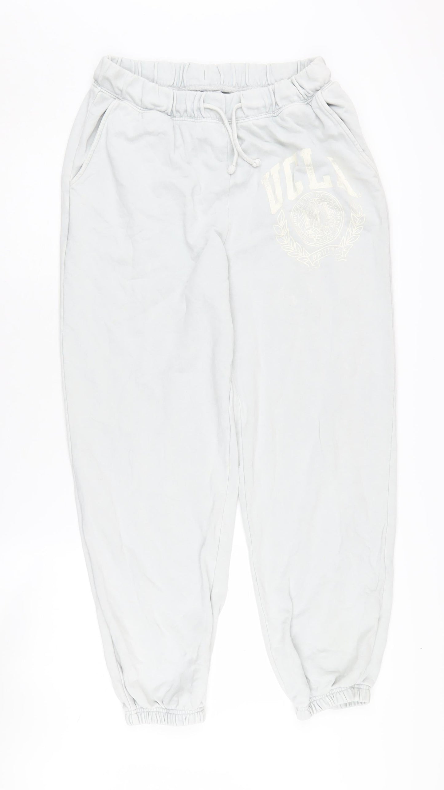 UCLA Women's White Jogger Trousers S Elastic Waist