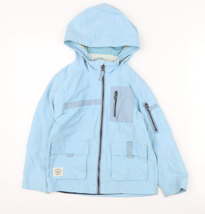 Next Boys Blue Hooded Jacket 5-6 Years with Zip Pockets