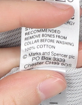 Marks and Spencer Men's Grey Herringbone Shirt 47