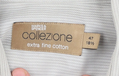 Marks and Spencer Men's Grey Herringbone Shirt 47