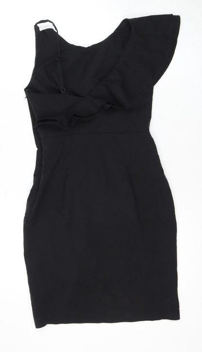 Lipsy Women's Black One Shoulder Sheath Dress UK 10