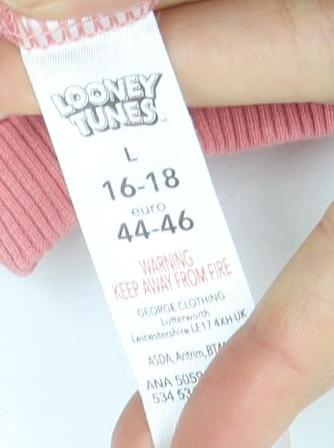 Womens UK Size L Looney Tunes Pink Pullover Sweatshirt