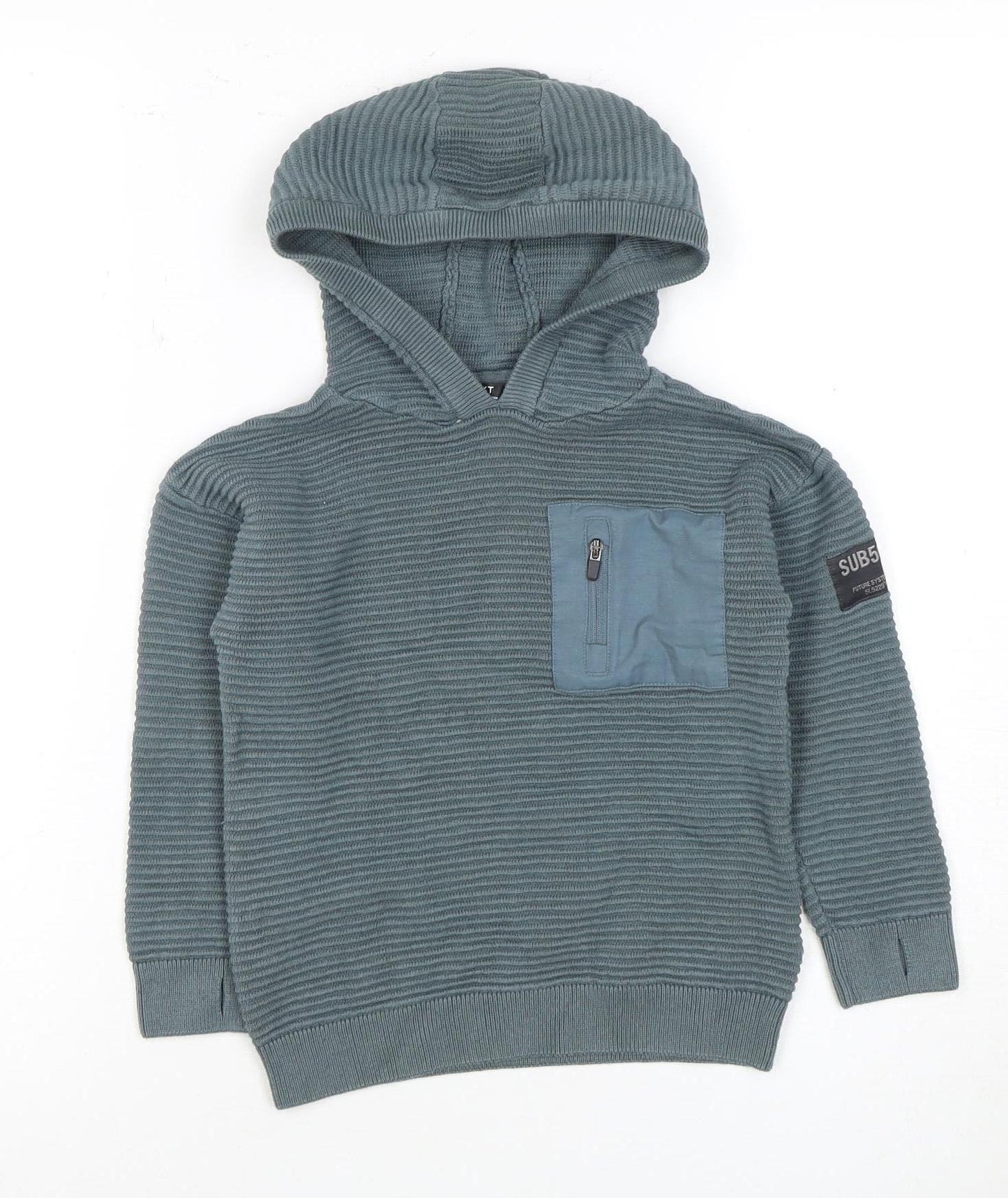 Next Boys Green Hooded Pullover with Zip Pocket - 5 Years