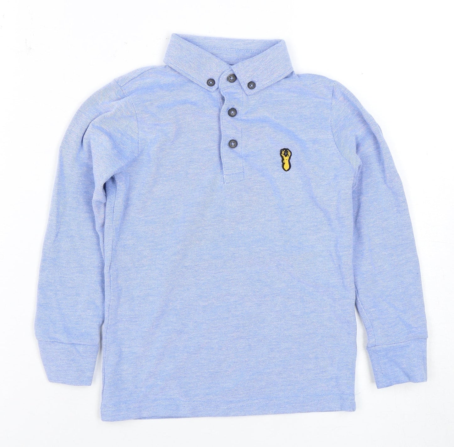 Next Boys Blue Polo Shirt, 4 Years, Long Sleeve, Logo Accent