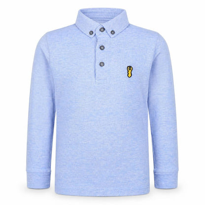 Next Boys Blue Polo Shirt, 4 Years, Long Sleeve, Logo Accent