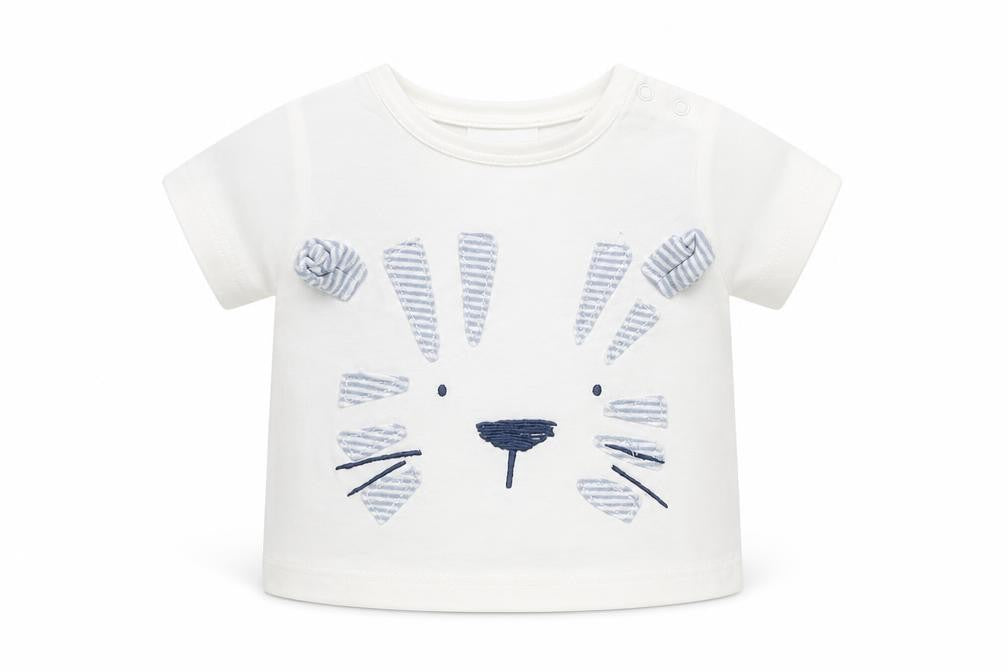 Front view of Next unisex baby white lion t-shirt 3-6 months