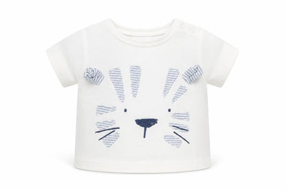 Front view of Next unisex baby white lion t-shirt 3-6 months