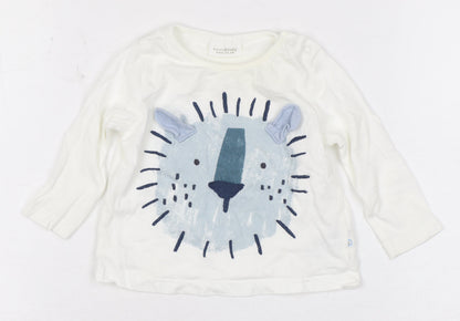 Next Unisex Baby White Animal Print Long Sleeve T-Shirt 3-6M