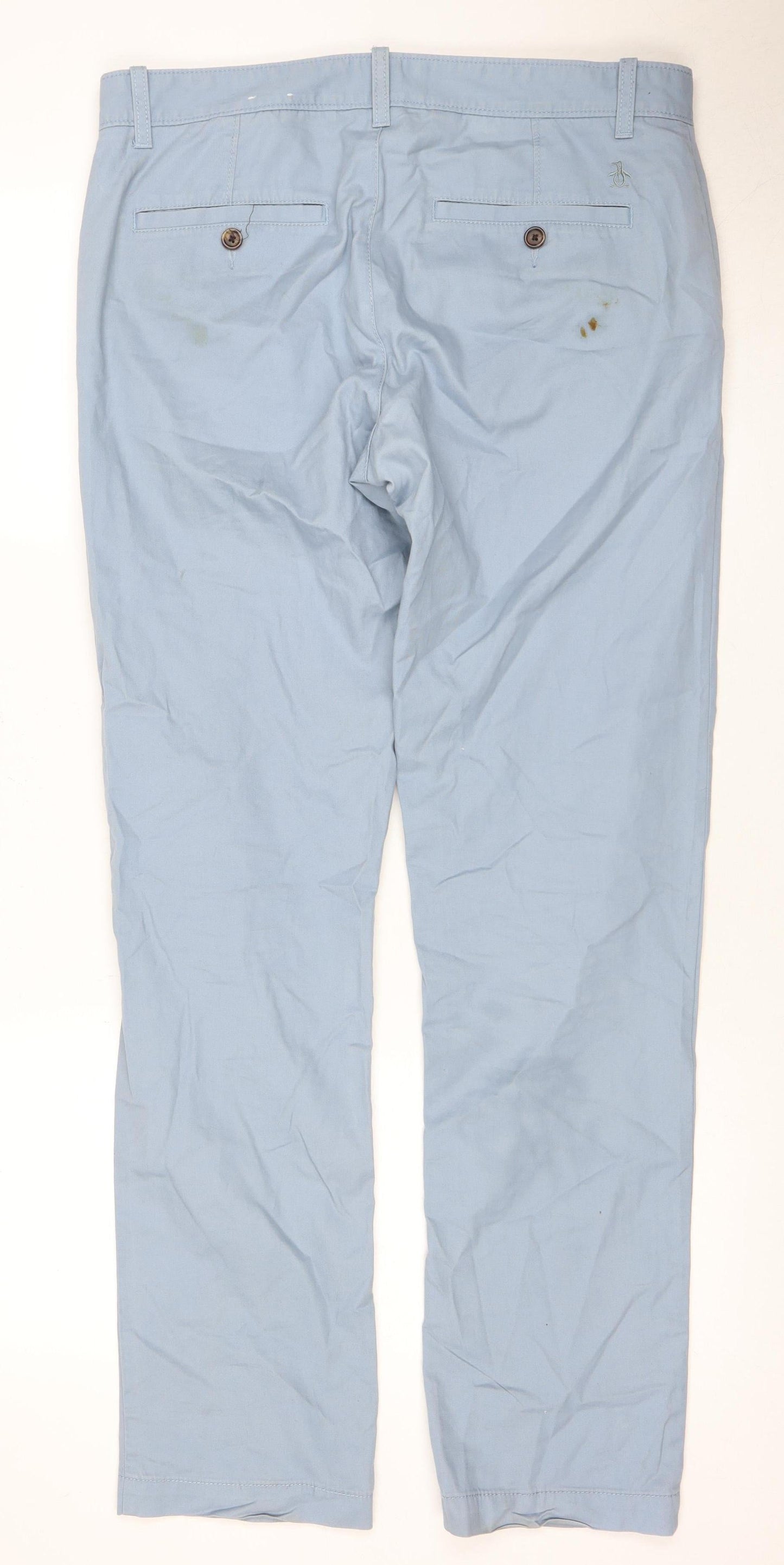 Penguin Men's Blue Chino Trousers, Size 32
