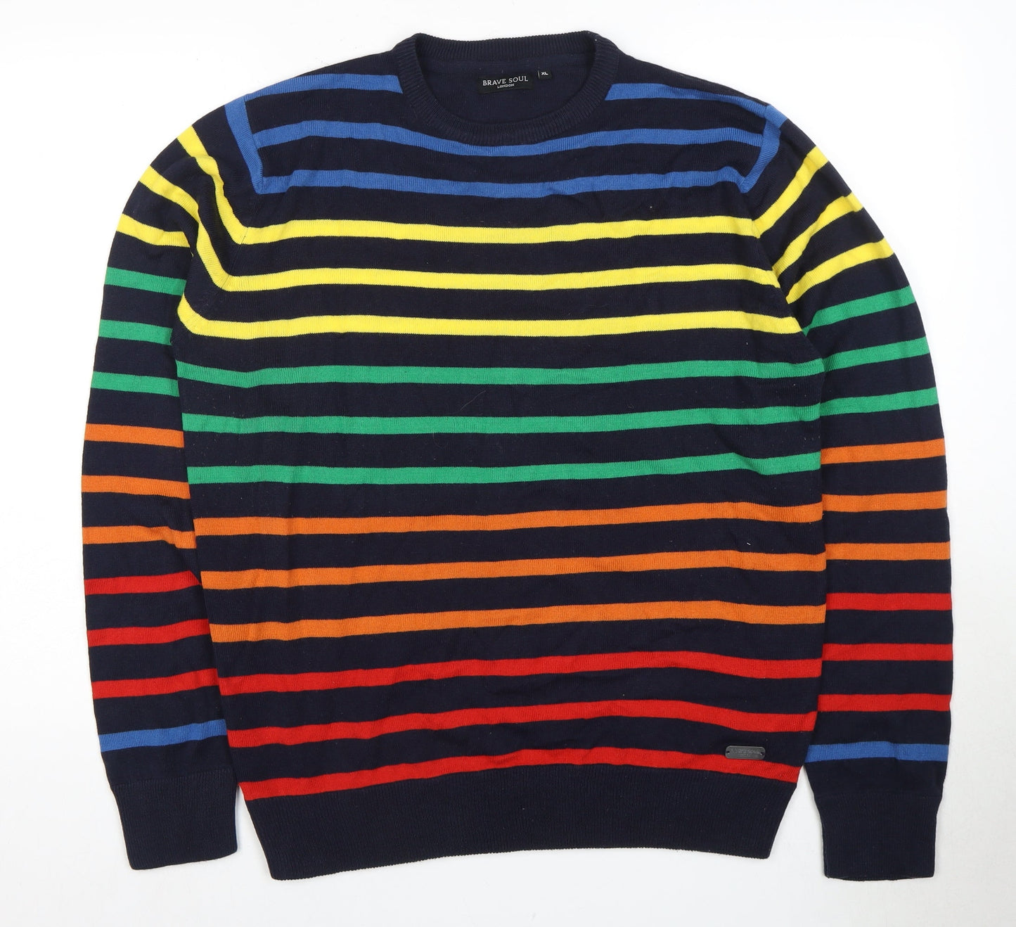 Brave Soul Men's XL Multicoloured Striped Pullover