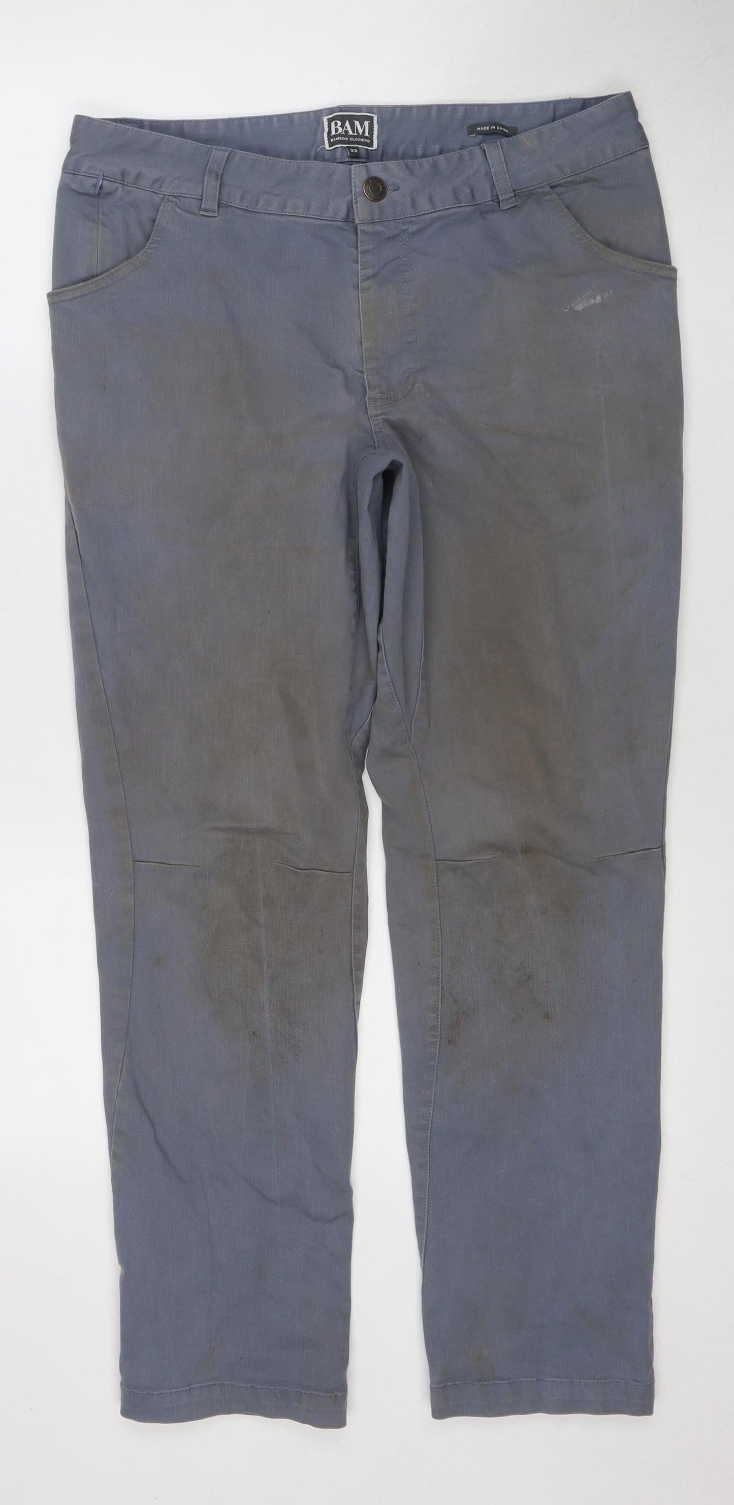 BAM Men's Grey Jeans Size 33 Button Closure