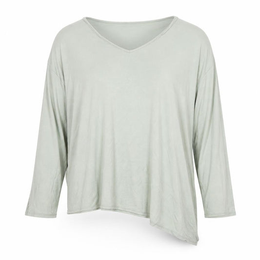 MAINE Women's Green V-Neck Top, Size 22, Asymmetrical