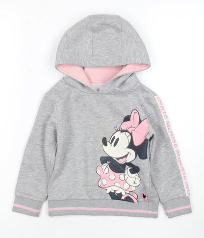 Disney Girls Grey Minnie Mouse Hoodie, Size 4 Years