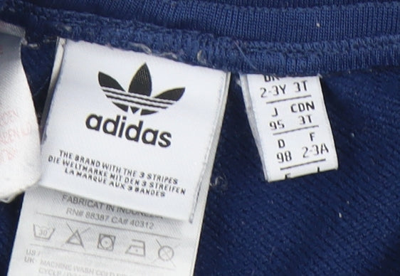 Adidas Boys Blue Track Pants 3 Years Regular Fit