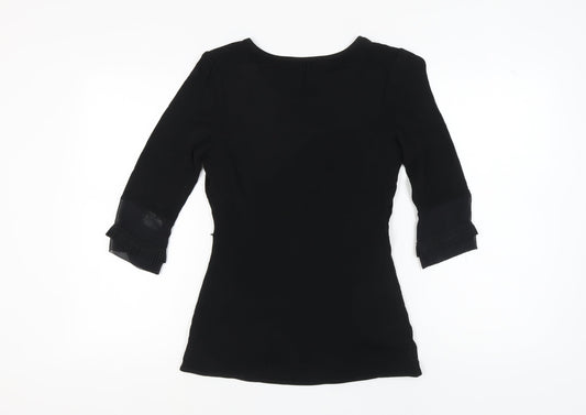 Coast Women's Black V-Neck Ruffle Top Size 10