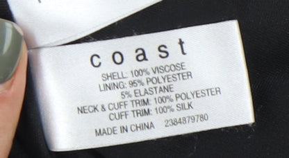 Coast Women's Black V-Neck Ruffle Top Size 10