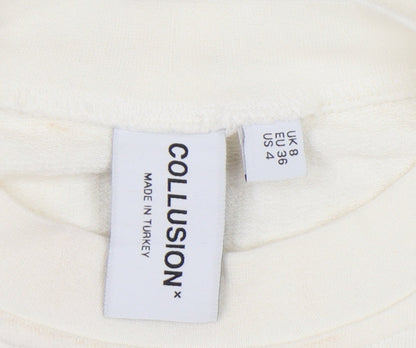 Womens UK Size 8 COLLUSION Ivory Pullover Sweatshirt