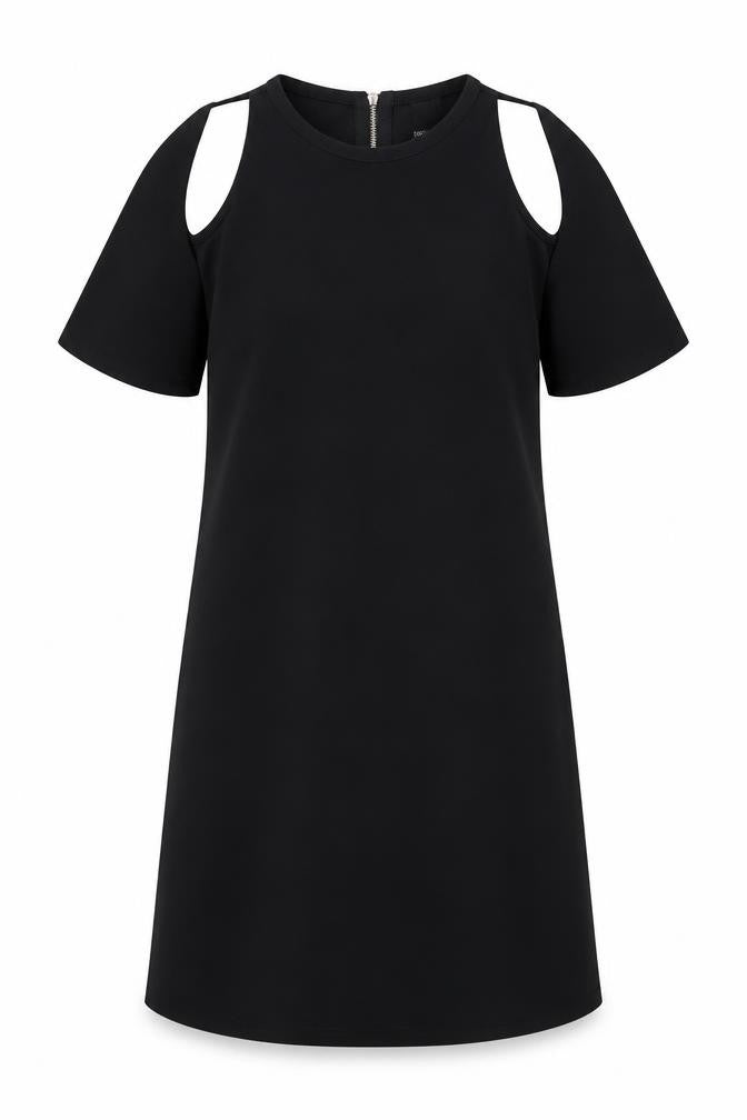 Izabel London Black Cold Shoulder Dress, Size 12, Short Sleeve