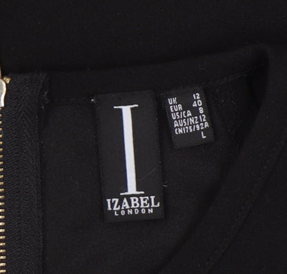 Izabel London Black Cold Shoulder Dress, Size 12, Short Sleeve
