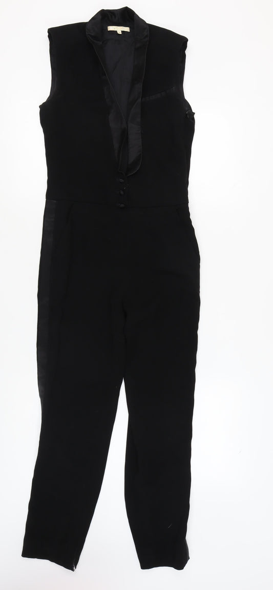 Maje Women's Black Sleeveless Jumpsuit, Size 6, Formal One-Piece