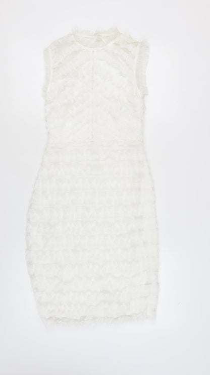 Lipsy Women's White Sheath Dress Size 8 Party Elegant