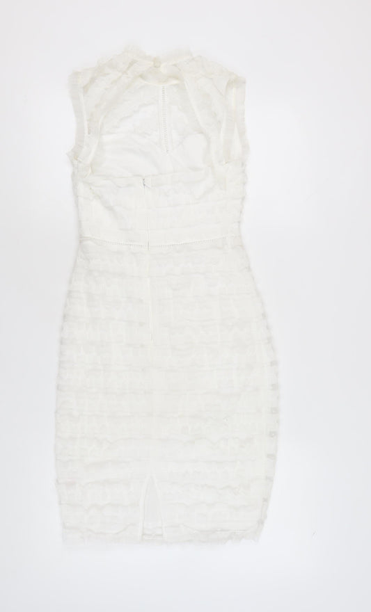 Lipsy Women's White Sheath Dress Size 8 Party Elegant