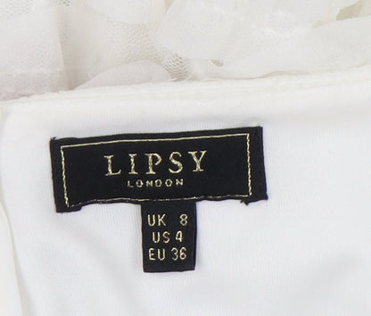 Lipsy Women's White Sheath Dress Size 8 Party Elegant
