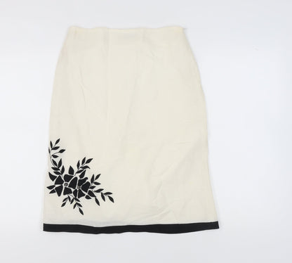 Principles Women’s Ivory Floral Pencil Skirt Size 10 Petite