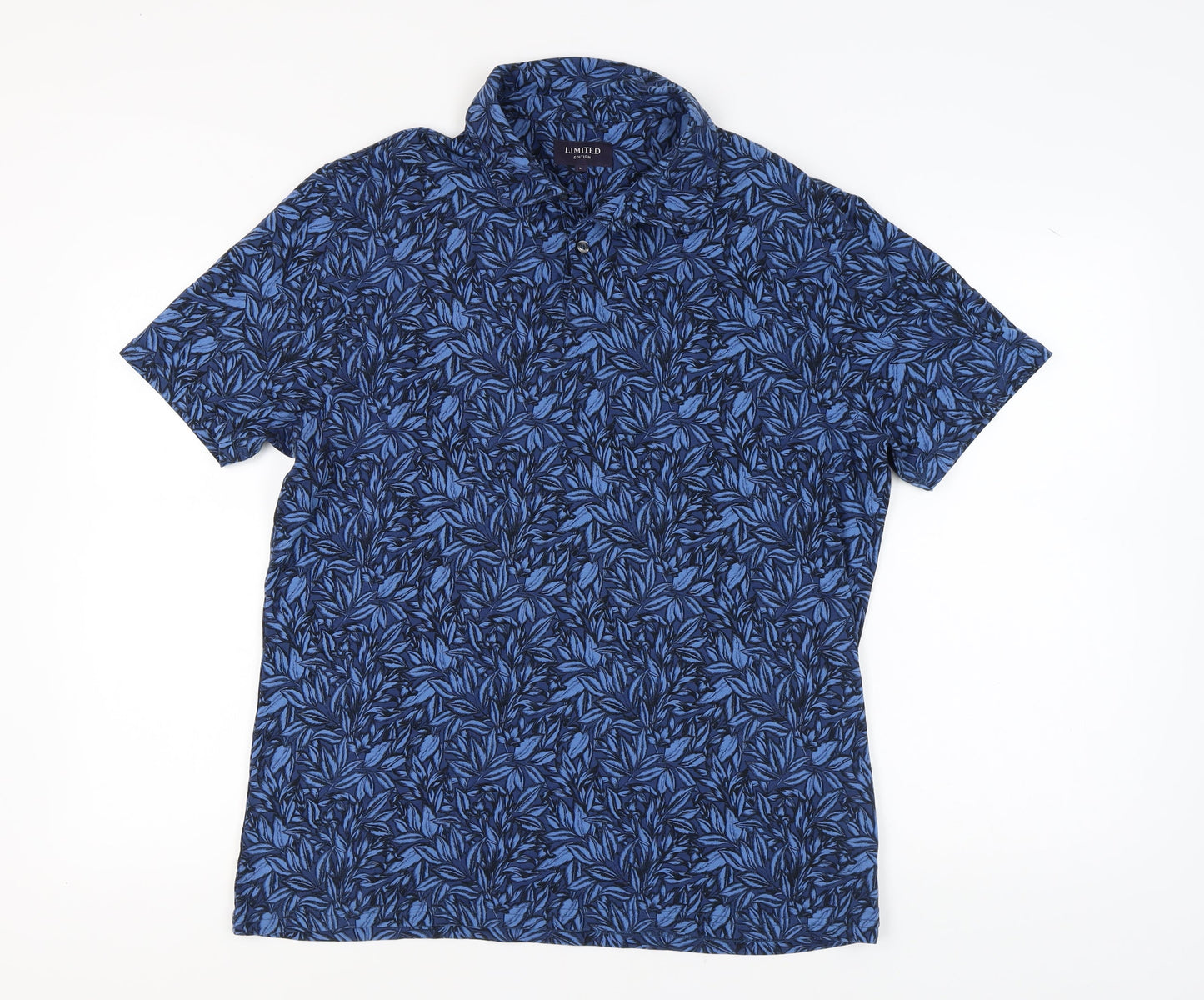 Marks and Spencer Men's Blue Floral Polo, L