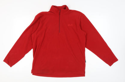 Mens UK Size S Jack Wolfskin Red 1/2 Zip Sweatshirt